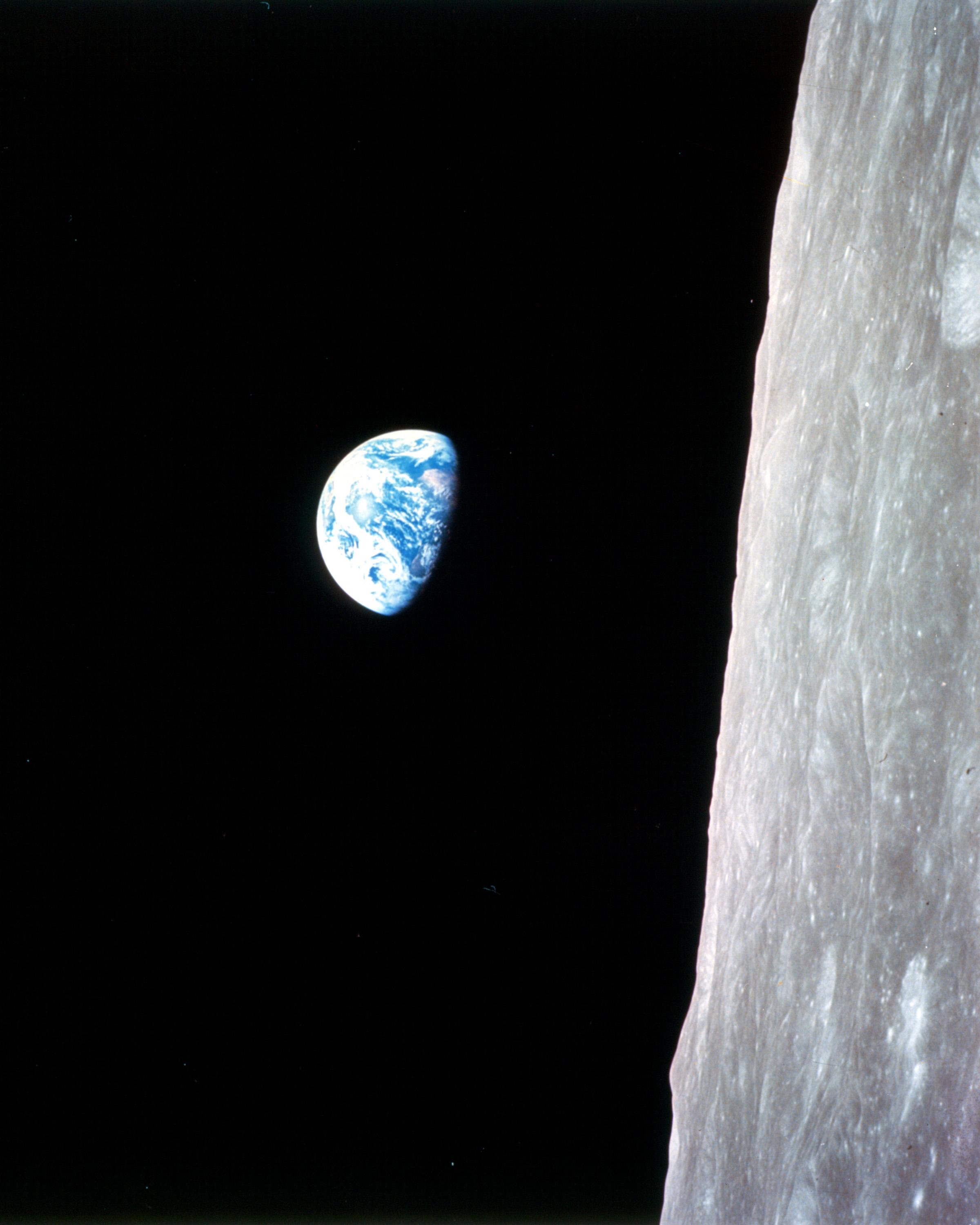 View of the rising Earth